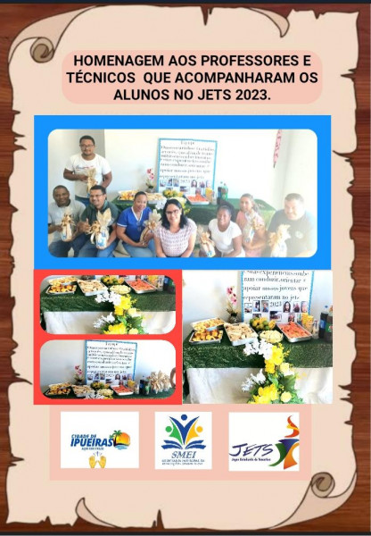 Homenagem aos Professores e Técnicos das Escolas Municipais que acompanharam os alunos no JETS 2023